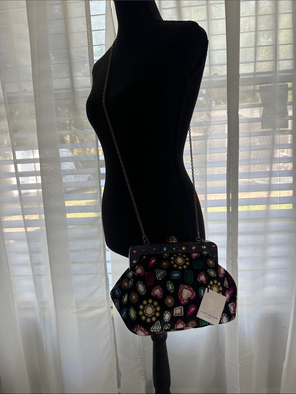 Kurt  Geiger Black Jeweled Frame Crossbody